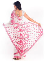 Load image into Gallery viewer, Seva Chikan Hand Embroidered White Kota Lucknowi Saree-SCL1197