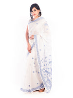 Load image into Gallery viewer, Seva Chikan Hand Embroidered White Kota Lucknowi Saree-SCL1195