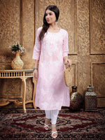 Load image into Gallery viewer, Seva Chikan Hand Embroidered Terivoil Cotton Lucknowi Chikankari Kurta