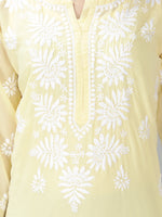 Load image into Gallery viewer, Seva Chikan Hand Embroidered Georgette Lucknowi Chikan Kurti With Slip