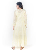 Load image into Gallery viewer, Seva Chikan Hand Embroidered Yellow Cotton Lucknowi Chikankari Anarkali-SCL1770