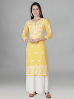 Load image into Gallery viewer, Seva Chikan Hand Embroidered Modal Cotton Lucknowi Chikan Kurti
