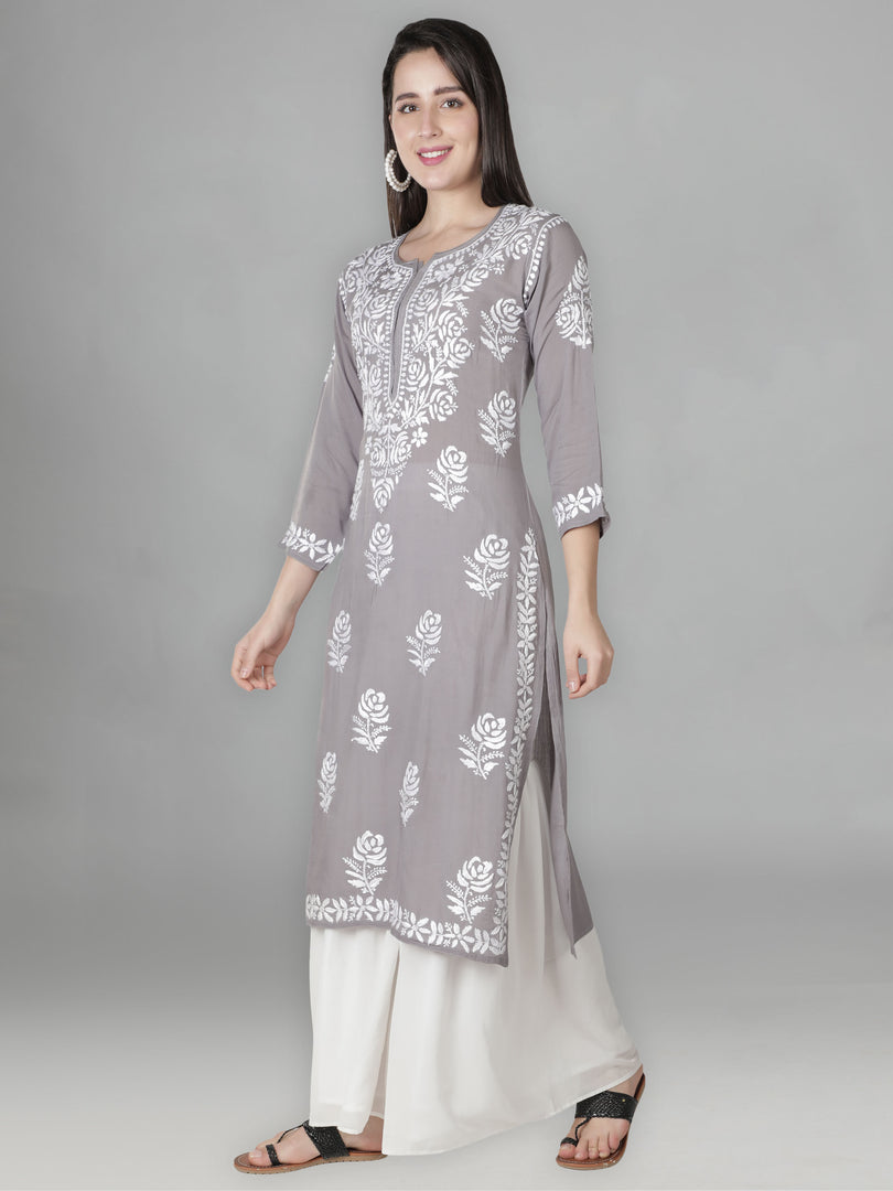 Seva Chikan Hand Embroidered Modal Cotton Lucknowi Chikankari Kurta