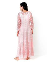 Load image into Gallery viewer, Seva Chikan Hand Embroidered Peach Georgette Lucknowi Chikankari Anarkali-SCL1321