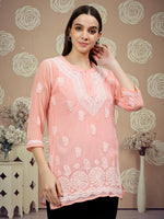 Load image into Gallery viewer, Seva Chikan Hand Embroidered Georgette Lucknowi Chikankari Top With Slip