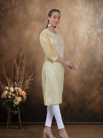 Load image into Gallery viewer, Seva Chikan Hand Embroidered Terivoil Cotton Lucknowi Chikan Kurti