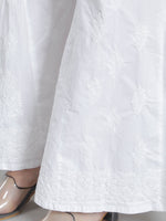 Load image into Gallery viewer, Seva Chikan Hand Embroidered White Cotton Lucknawi Chikankari Palazzo-SCL11025