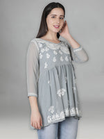 Load image into Gallery viewer, Seva Chikan Hand Embroidered Georgette Lucknowi Chikan Top
