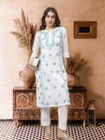 Load image into Gallery viewer, Seva Chikan Hand Embroidered Cotton Chikankari kurta