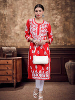 Load image into Gallery viewer, Seva Chikan Hand Embroidered Muslin Lucknowi Chikankari Kurta