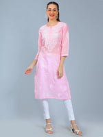 Load image into Gallery viewer, Seva Chikan Hand Embroidered Terivoil Cotton Lucknowi Chikan Kurta