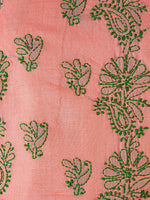 Load image into Gallery viewer, Seva Chikan Hand Embroidered Dark Peach Cotton Lucknowi Chikan Unstitched Suit Piece-SCL1511