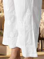 Load image into Gallery viewer, Seva Chikan Hand Embroidered White Cotton Lucknawi Chikankari Palazzo-SCL11021