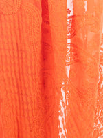 Load image into Gallery viewer, Seva Chikan Hand Embroidered Dark Orange Georgette Lucknowi Saree-SCL1180