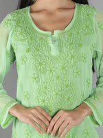 Load image into Gallery viewer, Seva Chikan Hand Embroidered  Georgette Lucknowi Chikan Top With Slip