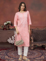Load image into Gallery viewer, Seva Chikan Hand Embroidered Terivoil Cotton Lucknowi Chikankari Kurta