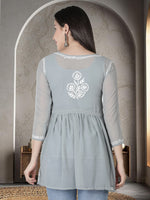 Load image into Gallery viewer, Seva Chikan Hand Embroidered Georgette Lucknowi Chikan Top