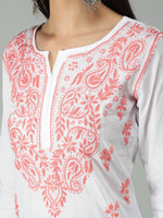 Load image into Gallery viewer, Seva Chikan Hand Embroidered White Cotton Lucknowi Chikankari Kurta