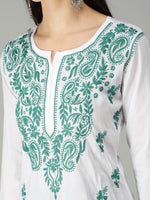 Load image into Gallery viewer, Seva Chikan Hand Embroidered White Cotton Lucknowi Chikankari Kurta