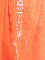 Load image into Gallery viewer, Seva Chikan Hand Embroidered Orange Georgette Lucknowi Saree-SCL1186