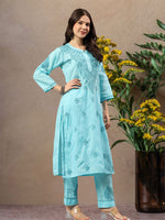 Load image into Gallery viewer, Seva Chikan Hand Embroidered Cotton Lucknowi Chikankari Kurta Set