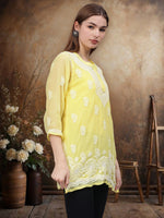 Load image into Gallery viewer, Seva Chikan Hand Embroidered Georgette Lucknowi Chikankari Top With Slip SCL9186