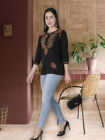 Load image into Gallery viewer, Seva Chikan Hand Embroidered Cotton Lucknowi Chikan Short Top