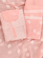 Load image into Gallery viewer, Seva Chikan Hand Embroidered Peach Georgette Lucknowi Chikankari Unstitched Suit Piece-SCL13132