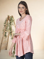 Load image into Gallery viewer, Seva Chikan Hand Embroidered Cotton Lucknowi Chikan Short Top