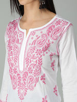 Load image into Gallery viewer, Seva Chikan Hand Embroidered White Cotton Lucknowi Chikankari Kurta
