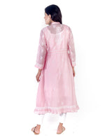 Load image into Gallery viewer, Seva Chikan Hand Embroidered Pink Cotton Lucknowi Chikankari Sarag-SCL1366