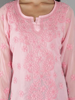 Load image into Gallery viewer, Seva Chikan Hand Embroidered  Georgette Lucknowi Chikan Top With Slip