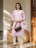 Load image into Gallery viewer, Seva Chikan Hand Embroidered Georgette Lucknowi Chikankari Kurta With Slip