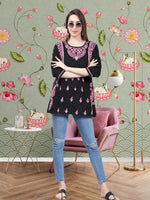 Load image into Gallery viewer, Seva Chikan Hand Embroidered Black Cotton Lucknowi Chikankari Top
