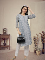 Load image into Gallery viewer, Seva Chikan Hand Embroidered Georgette Lucknowi Chikankari Kurta With Slip