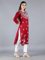 Load image into Gallery viewer, Seva Chikan Hand Embroidered Cotton Lucknowi Chikan Kurti