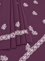 Load image into Gallery viewer, Seva Chikan Hand Embroidered Wine Georgette Lucknowi Chikankari Unstitched Suit Piece-SEV15046