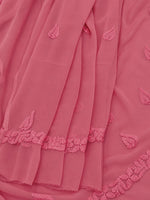 Load image into Gallery viewer, Seva Chikan Hand Embroidered Carrot Pink Georgette Lucknowi Chikankari Unstitched Suit Piece-SEV15033
