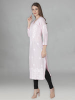 Load image into Gallery viewer, Seva Chikan Hand Embroidered Modal Cotton Lucknowi Chikan Kurti