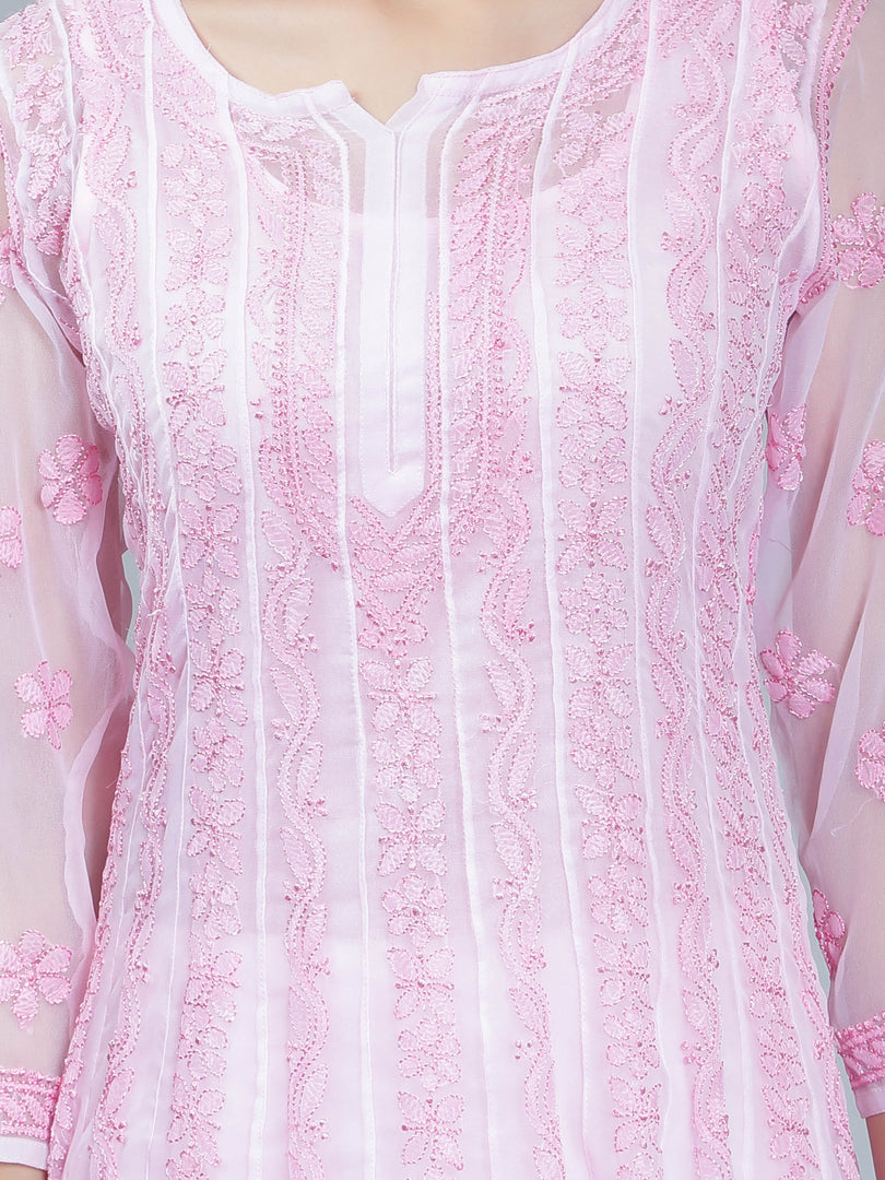 Seva Chikan Hand Embroidered Georgette Lucknowi Chikankari Anarkali