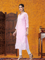Load image into Gallery viewer, Seva Chikan Hand Embroidered Georgette Chikankari Kurta With Matching Slip