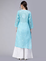 Load image into Gallery viewer, Seva Chikan Hand Embroidered Terivoil Cotton Lucknowi Chikan Kurti