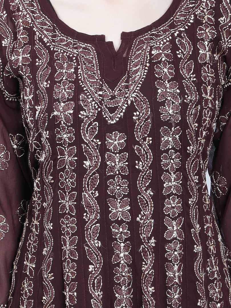 Seva Chikan Hand Embroidered Georgette Lucknowi Chikankari Anarkali