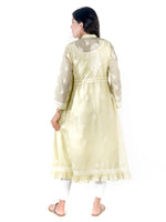 Load image into Gallery viewer, Seva Chikan Hand Embroidered Lemon Cotton Lucknowi Chikankari Anarkali-SCL1367