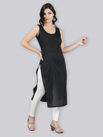 Load image into Gallery viewer, Seva Chikan Cotton Long Slips Combo of Black (Pack of 2)