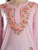 Load image into Gallery viewer, Seva Chikan Hand Embroidered Cotton Lucknowi Chikan Short Top