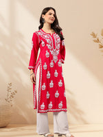 Load image into Gallery viewer, Seva Chikan Hand Embroidered Rayon Lucknowi Chikankari Kurta