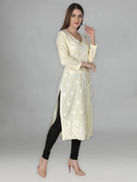 Load image into Gallery viewer, Seva Chikan Hand Embroidered Red Cotton Chikankari Angarkha Style Kurta