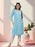 Load image into Gallery viewer, Seva Chikan Hand Embroidered Georgette Lucknowi Chikankari Kurta With Slip