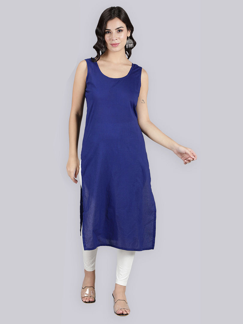 Seva Chikan Cotton Long Slips Combo of White (Pack of 2)